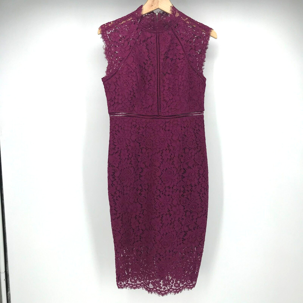 Bardot Plum Lace Sleeveless Sheath Dress